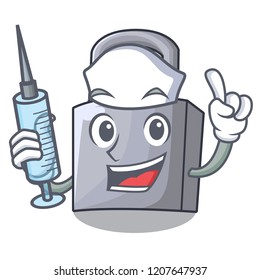 Nurse cartoon unlocked padlock on the table