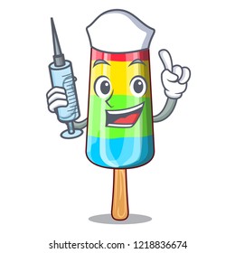 Nurse character beverage colorful ice cream stick