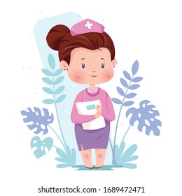 Nurse Character Concept.  Vector Illustration with coronavirus, Health Care.