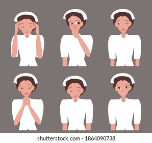 Carácter de enfermera en diferentes poses. Diseño creativo para plantillas, folletos o presentaciones.