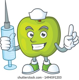 Nurse character granny smith green apple with mascot