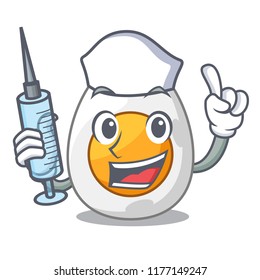 Nurse character hard boiled egg ready to eat
