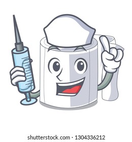 Nurse character toilet paper rolled on wall