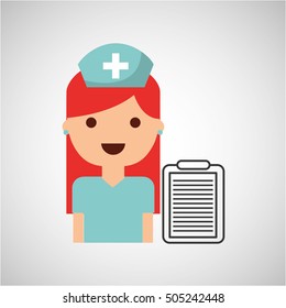nurse charatcer with pill capsule medication design vector illustration