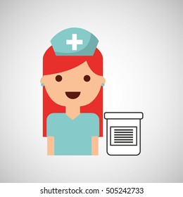 nurse charatcer with pill capsule medication design vector illustration