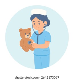 Nurse Checking a Teddy Bear

