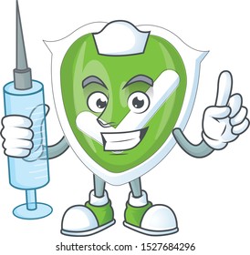 Nurse checkmark shield with character a mascot