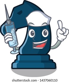 Nurse chess knight next to cartoon table
