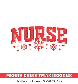 Nurse Christmas decorative design, Merry Christmas designs