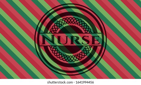 Nurse christmas emblem background. Vector Illustration. Detailed.