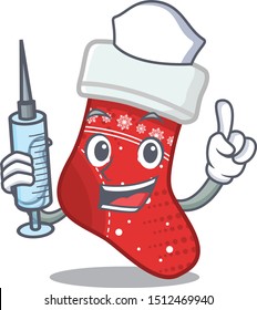 Nurse christmas stocking isolated in the mascot