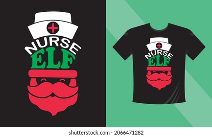 Nurse Christmas t-shirt design. This design also can use in mugs, bags, stickers, backgrounds, and different print items.