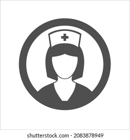 enfermera en círculo, diseño plano negro
