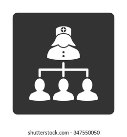 Nurse Clients vector icon. Style is flat rounded square button, white and gray colors, white background.