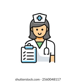 Nurse with Clipboard Healthcare Icon