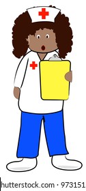 nurse with clipboard and surprised expression - bad news - vector