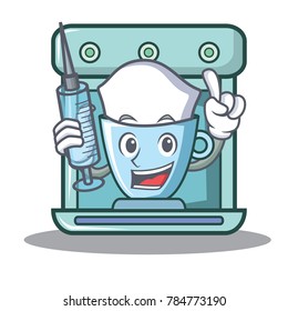 Nurse coffee maker character cartoon