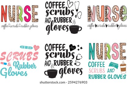 Nurse Coffee Scrubs Rubber Gloves, Sublimation Design, leopard