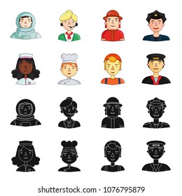 A nurse , a cook , a builder , a taxi driver . People of different professions set collection icons in black,cartoon style vector symbol stock illustration web.