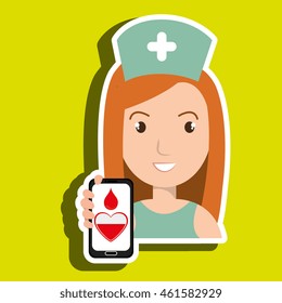 nurse crooss smartphone graphic vector illustration eps 10
