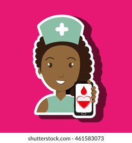 nurse crooss smartphone graphic vector illustration eps 10