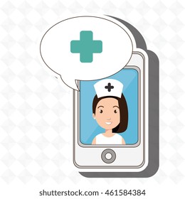 nurse crooss smartphone graphic vector illustration eps 10