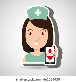 nurse crooss smartphone graphic vector illustration eps 10