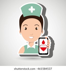 nurse crooss smartphone graphic vector illustration eps 10