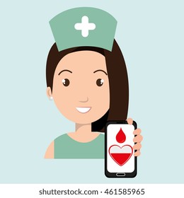 nurse crooss smartphone graphic vector illustration eps 10