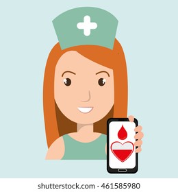 nurse crooss smartphone graphic vector illustration eps 10