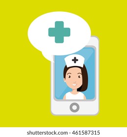 nurse crooss smartphone graphic vector illustration eps 10