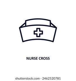 nurse cross icon. Thin line nurse cross icon from medical and healthcare collection. Outline vector isolated on white background. Editable nurse cross symbol can be used web and mobile