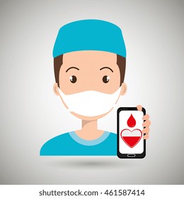 nurse cross smartphone graphic vector illustration eps 10