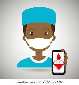 nurse cross smartphone graphic vector illustration eps 10