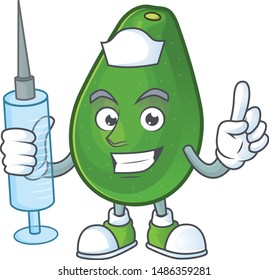 Nurse cute avocado cartoon on white background