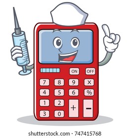 Nurse cute calculator character cartoon