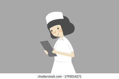 The Nurse Cute Cartoon. Vector for art work magazines