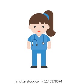 Nurse, Cute character healthcare staff, flat design