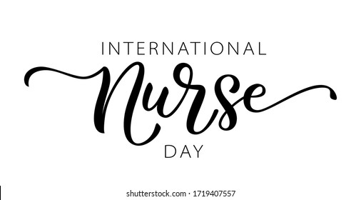 NURSE DAY. International holiday. 12 May. Hand lettering vector illustration. Hand drawn text design for National Nurses Day. Professionals Day. Script word for print greetings card, poster, banner