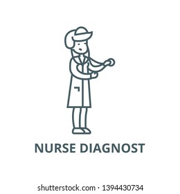 Nurse diagnost vector line icon, linear concept, outline sign, symbol