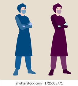 nurse with different color clothes vector