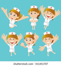 Nurse in different poses