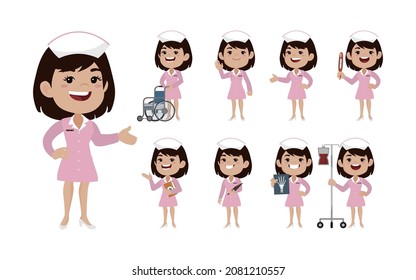 Enfermera con poses diferentes. vector