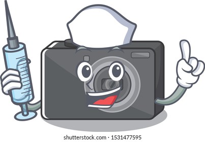 Nurse digital camera isolated with the character
