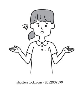 A nurse with a disappointing expression in a hand-held pose