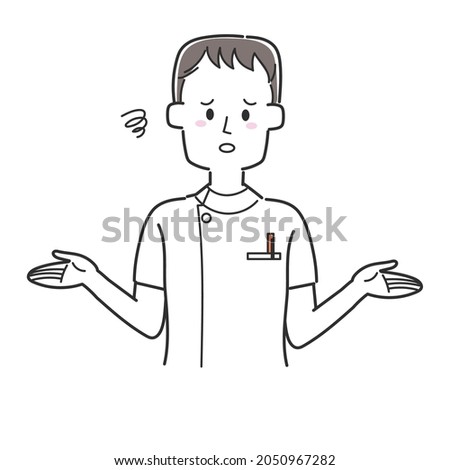 A nurse with a disappointing expression in a hand-held pose