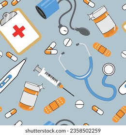 Cartoon-Elemente des Krankenschwesters, Vektorgrafik-Muster