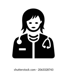Nurse, doctor icon. Black vector graphics.