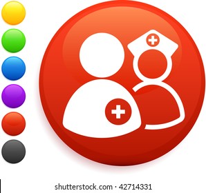 nurse and doctor icon on round internet button original vector illustration 6 color versions included