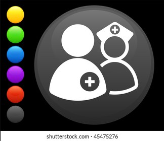 nurse and doctor icon on round internet button original vector illustration 6 color versions included